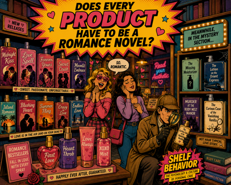 Why do so many beauty products have names like romance novels? Explore the psychology behind storytelling in personal care branding.